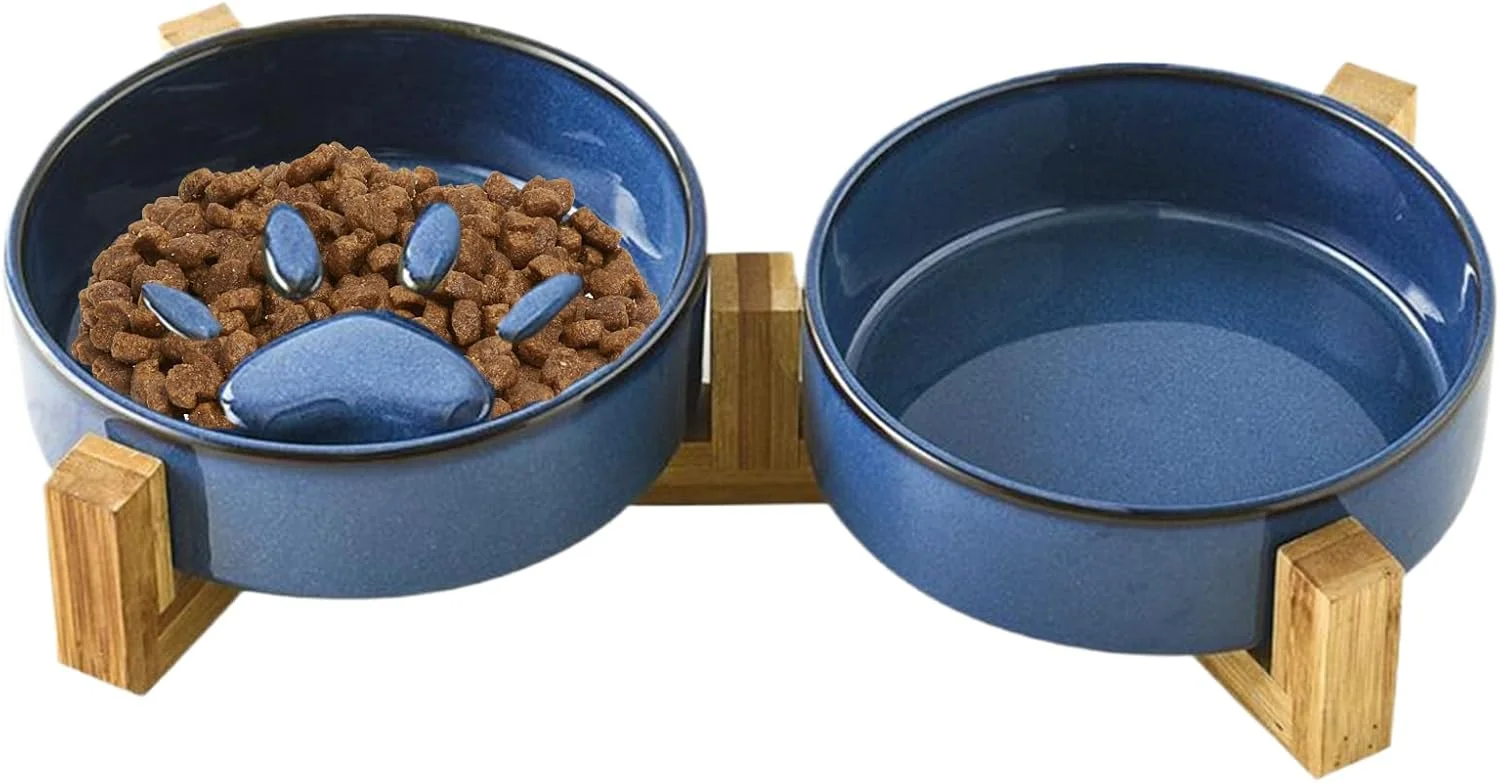 کاسه غذای سگ، کاسه سرامیکی ضد لغزش با طرح پنجه زیبا، لوازم حیوانات خانگی برای غذا دادن به گربه، لوازم آبیاری منزل، حیاط و باغ