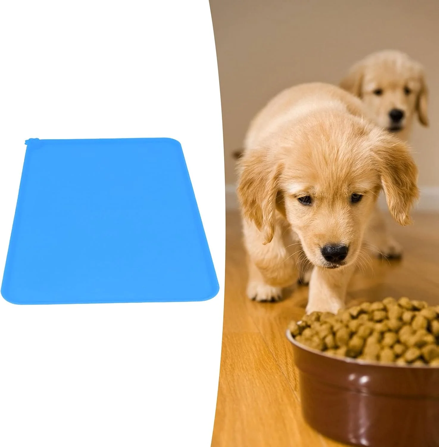 پد سیلیکونی زیر ظرف غذای سگ و گربه، ضد لغزش، ضد آب، مناسب برای خشک کردن ظروف، چند منظوره، 30x48 سانتی متر (آبی)
