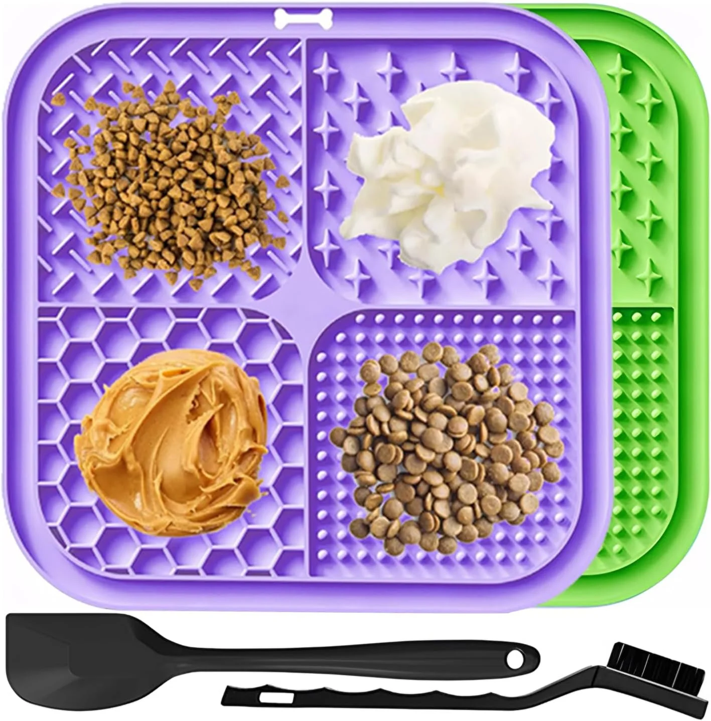 پد لیسیدنی سگ، بسته 2 عددی، پد لیسیدنی با مکنده برای تغذیه آهسته حیوانات خانگی، حمام و آموزش، پد غذای سگ برای کاهش اضطراب به همراه برس تمیز کننده و کاردک پد لیسیدنی سگ، بسته 2 عددی، پد لیسیدنی با مکنده برای تغذیه آهسته حیوانات خانگی، حمام و آموزش، پد غذای سگ برای کاهش اضطراب به همراه برس تمیز کننده و کاردک