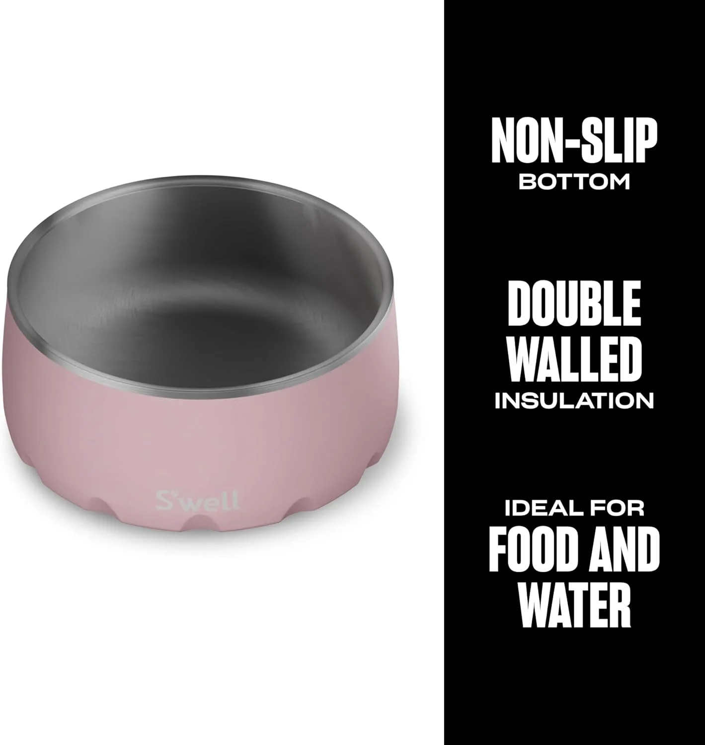 ظرف استیل سگ S'well - برای سگ های سایز متوسط تا بزرگ - 946 میلی لیتر، توپاز صورتی - طراحی ضد لغزش و ضد ریزش با کف لاستیکی و قابل شستشو در ماشین ظرفشویی - ظرف حیوانات خانگی فاقد BPA برای غذا و آب