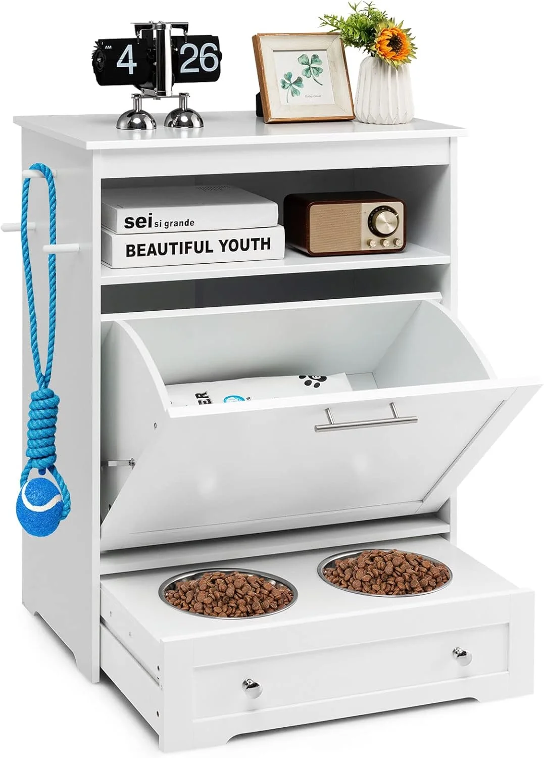 ایستگاه غذای حیوانات خانگی Tangkula، ظرف نگهداری غذای سگ با دو کاسه کشویی، کابینت سازمان دهنده اسباب بازی غذای حیوانات خانگی، مبلمان ایستگاه تغذیه حیوانات خانگی برای سگ ها و گربه ها (سفید) ایستگاه غذای حیوانات خانگی Tangkula، ظرف نگهداری غذای سگ با دو کاسه کشویی، کابینت سازمان دهنده اسباب بازی غذای حیوانات خانگی، مبلمان ایستگاه تغذیه حیوانات خانگی برای سگ ها و گربه ها (سفید)