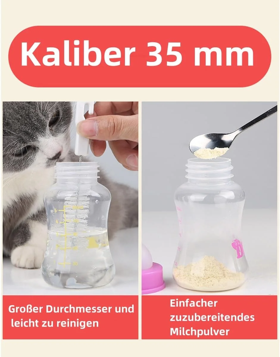 شیشه شیر حیوانات خانگی - ست کامل تغذیه برای توله سگ ها و بچه گربه های تازه متولد شده، شیشه شیر سگ و گربه (سبز، 150 میلی لیتر)