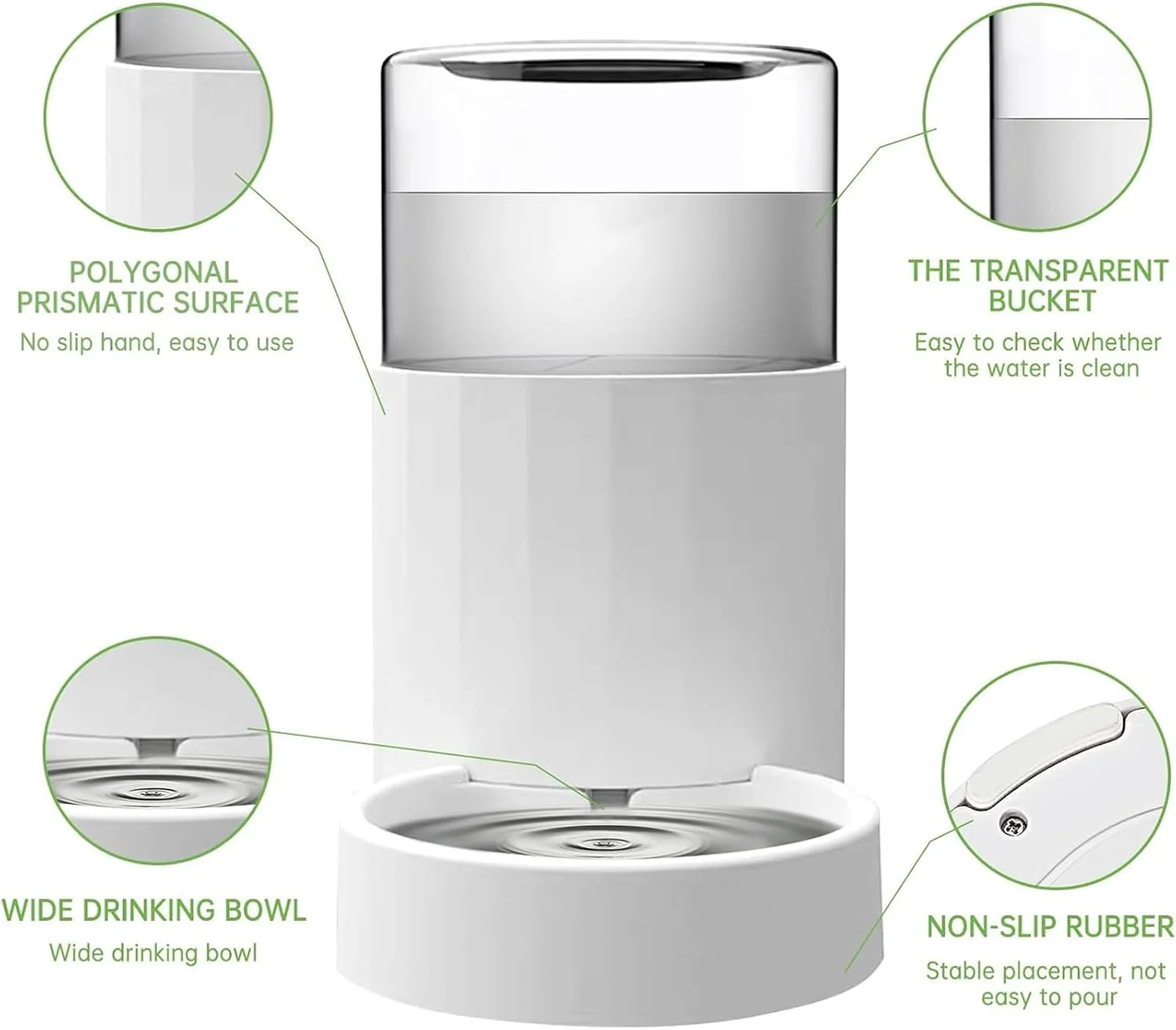 آبخوری سگ - ظرف آب اتوماتیک 3 لیتری برای گربه و سگ، آبنمای سرپوشیده گربه، ایستگاه آبخوری ضد نشت سگ، ظرف پلاستیکی سفید برای استفاده در منزل (سفید)