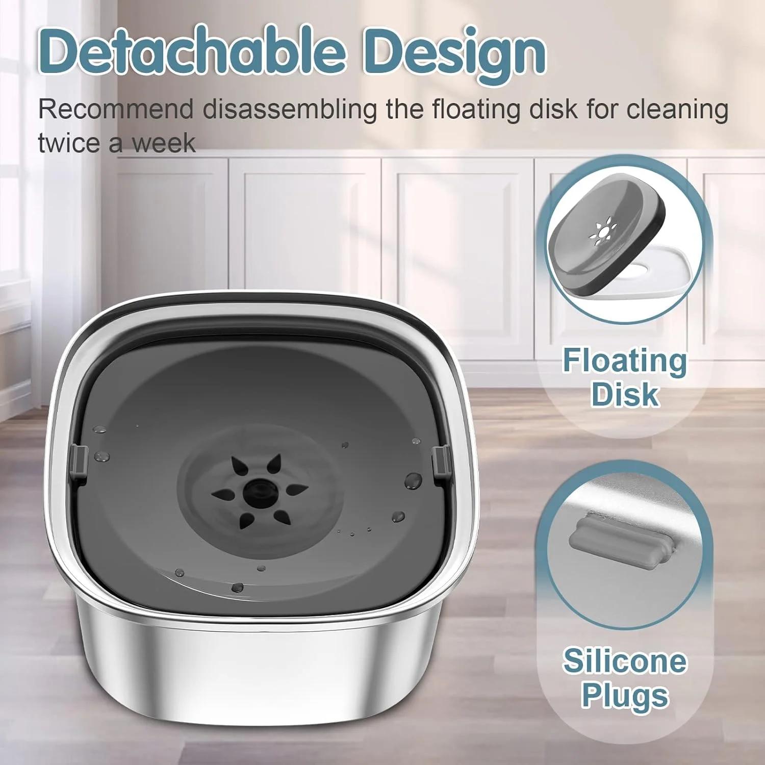 ظرف آب سگ تریفی، ظرف آب و غذای سگ با ظرفیت زیاد، ظرف آب بدون پاشش با زیرانداز ضد لغزش، ظرف آب آهسته، مناسب برای سگ ها و گربه ها (3 لیتر/101 اونس)