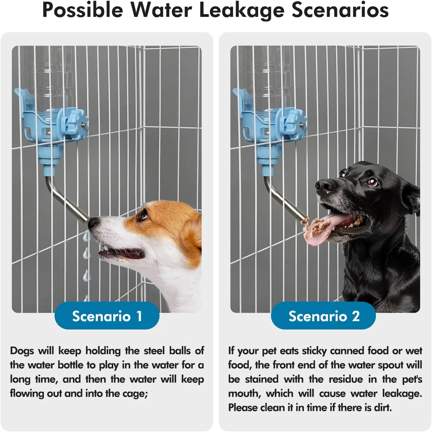 بطری آب حیوانات خانگی [نسخه ارتقا یافته Vannon 2020] 600 میلی لیتر، بدون BPA، پخش کننده آب ضد نشت برای سگ ها و گربه ها، قطر نازل: 12 میلی متر