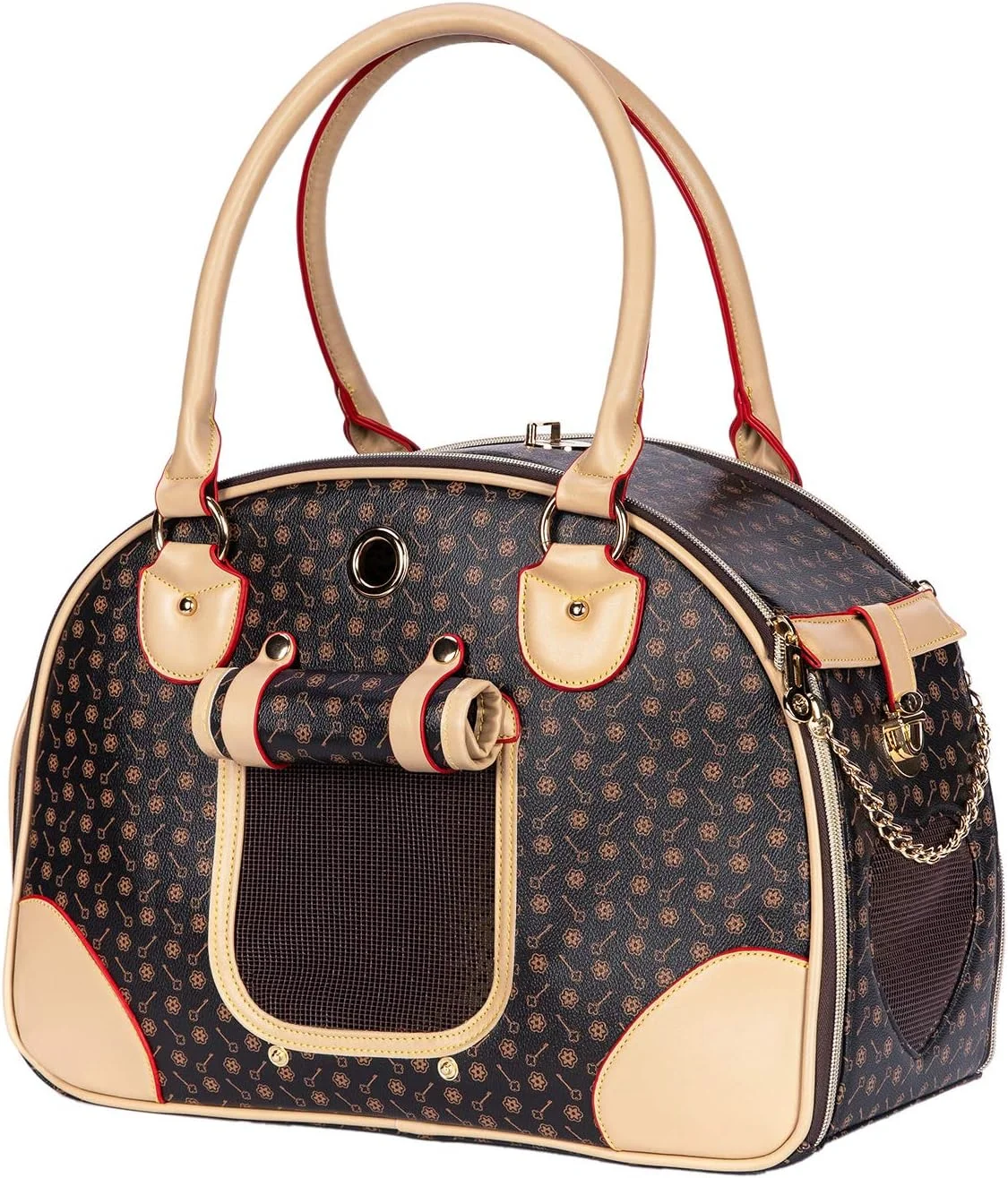 کیف حمل حیوانات خانگی لوکس Adriene's Choice، کیف حمل سگ کوچک و توله سگ، کیف حمل گربه، کیف دستی چرمی PU ضد آب ممتاز برای مسافرت در فضای باز، پیاده روی و خرید