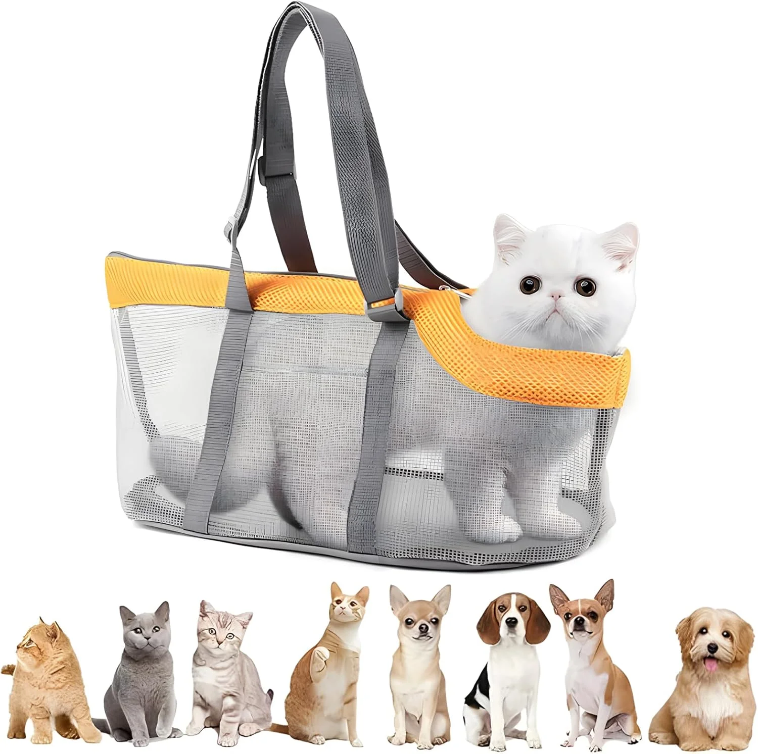 کیف حمل گربه/سگ AM ANNA، مورد تایید خطوط هوایی با توری تنفسی قابل مشاهده، کیف حمل تاشو حیوانات خانگی برای توله سگ ها تا 7 کیلوگرم، گربه های متوسط ​​و سگ های کوچک
