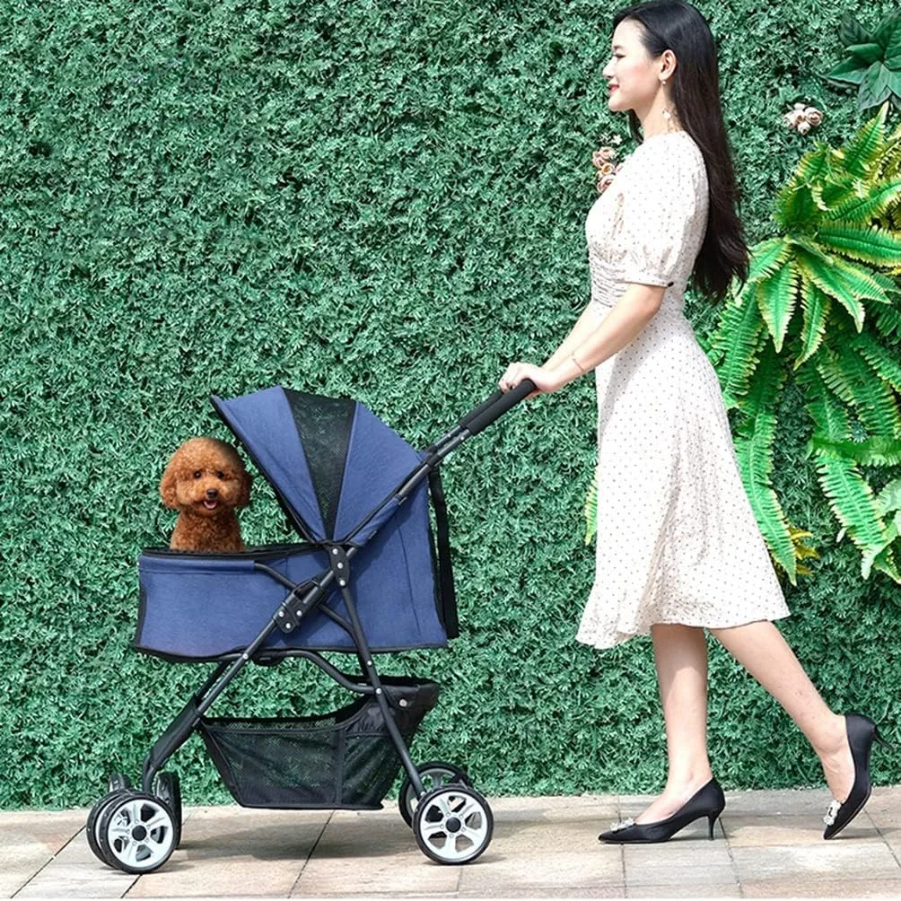 کالسکه تاشو قابل حمل حیوانات خانگی، کالسکه مخصوص دویدن سگ و گربه، سیستم مسافرتی کالسکه حمل حیوانات خانگی، تا 15 کیلوگرم (رنگ: خاکستری)