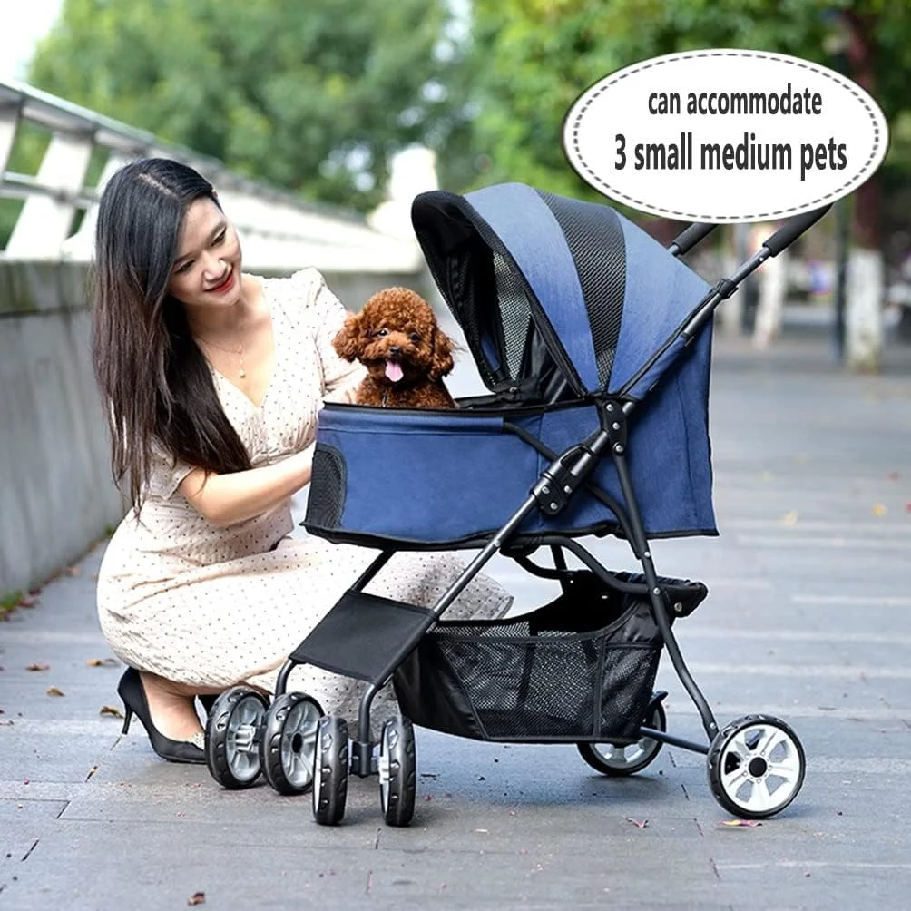 کالسکه تاشو قابل حمل حیوانات خانگی، کالسکه مخصوص دویدن سگ و گربه، سیستم مسافرتی کالسکه حمل حیوانات خانگی، تا 15 کیلوگرم (رنگ: خاکستری)