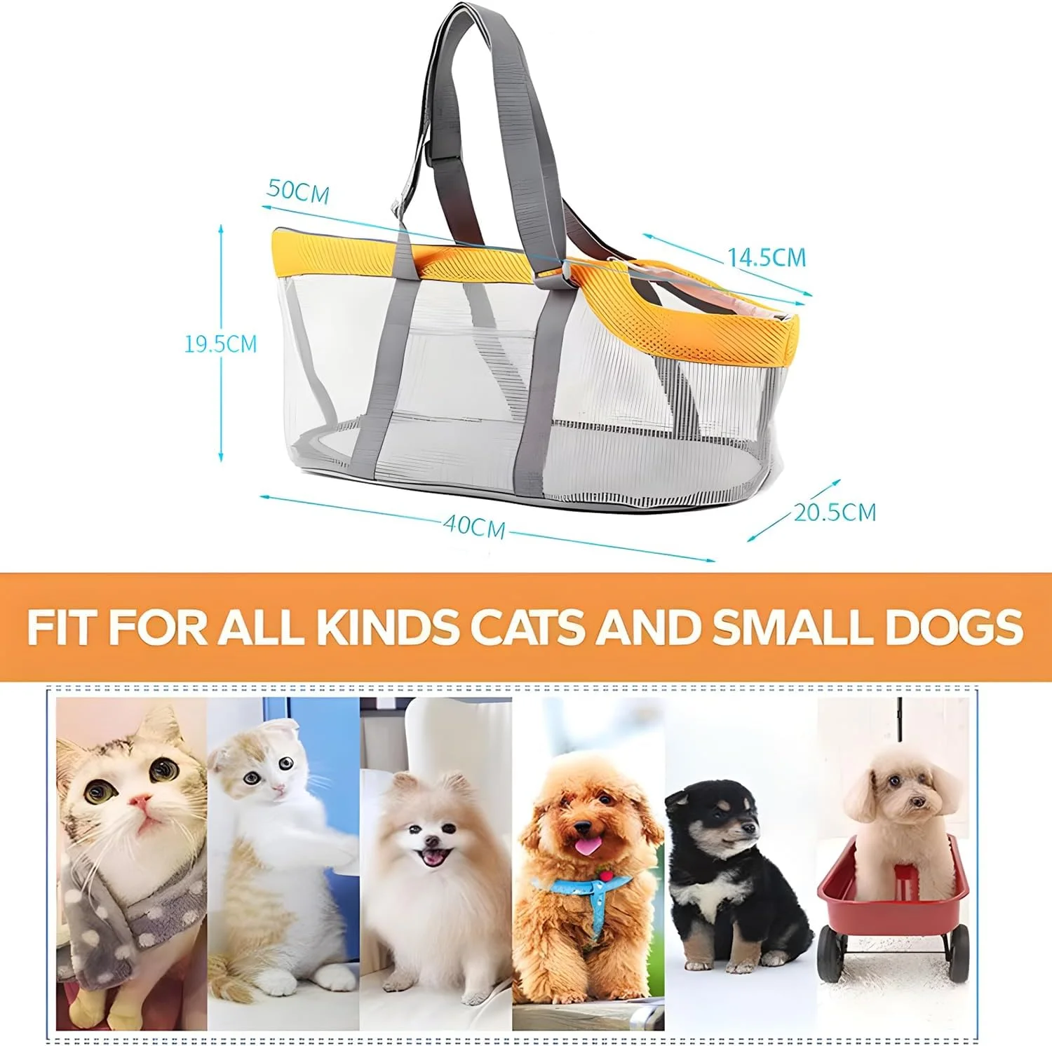 کیف حمل گربه/سگ AM ANNA، مورد تایید خطوط هوایی با توری تنفسی قابل مشاهده، کیف حمل تاشو حیوانات خانگی برای توله سگ ها تا 7 کیلوگرم، گربه های متوسط ​​و سگ های کوچک