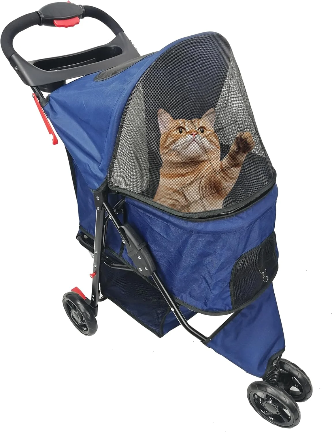 کالسکه حیوانات خانگی AmorosO | کالسکه سگ/گربه با حمل و نقل آسان | حمل تاشو مسافرتی | حمل کننده حیوانات خانگی آبی