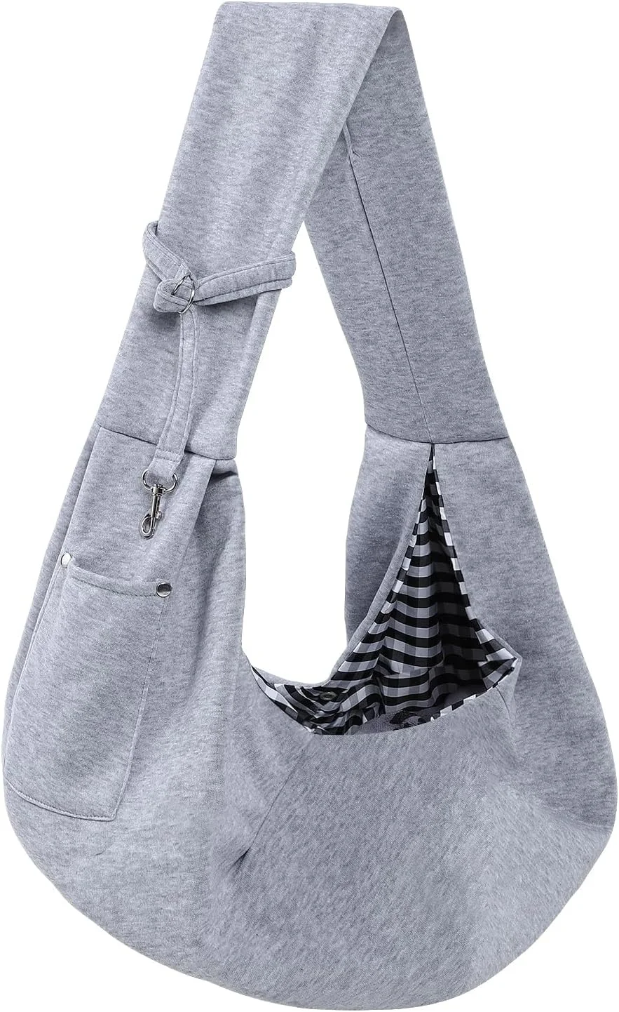 کیف حمل سگ - کیف دستی حمل توله سگ دو طرفه با جیب نگهداری، کیف حمل سگ بدون دست برای حمل سگ ها و گربه های کوچک، مهار ایمنی مسافرتی، مهار سگ و گربه (خاکستری)