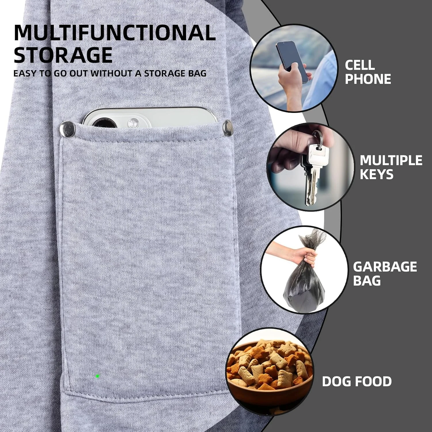 کیف حمل سگ - کیف دستی حمل توله سگ دو طرفه با جیب نگهداری، کیف حمل سگ بدون دست برای حمل سگ ها و گربه های کوچک، مهار ایمنی مسافرتی، مهار سگ و گربه (خاکستری)