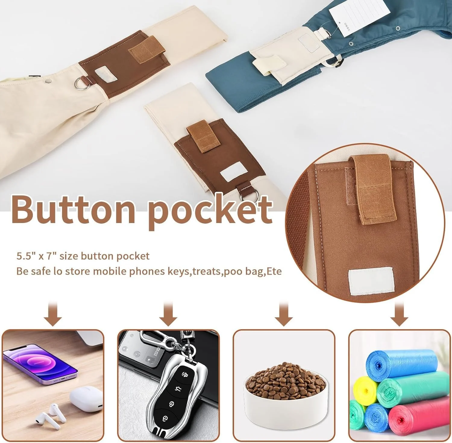 کیف حمل حیوانات خانگی یک طرفه Azonee، آغوشی سگ برای سگ های کوچک، کیف حیوانات خانگی دو طرفه با بند شانه قابل تنظیم، حمل کننده حیوانات خانگی روی سینه بدون دست، مناسب برای توله سگ ها و گربه ها در سفر های خارج از منزل