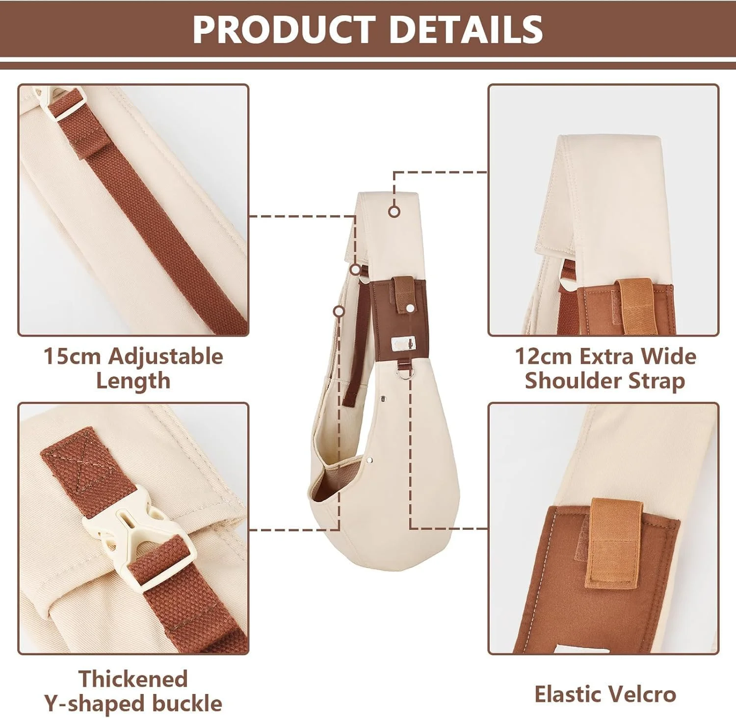 کیف حمل حیوانات خانگی یک طرفه Azonee، آغوشی سگ برای سگ های کوچک، کیف حیوانات خانگی دو طرفه با بند شانه قابل تنظیم، حمل کننده حیوانات خانگی روی سینه بدون دست، مناسب برای توله سگ ها و گربه ها در سفر های خارج از منزل
