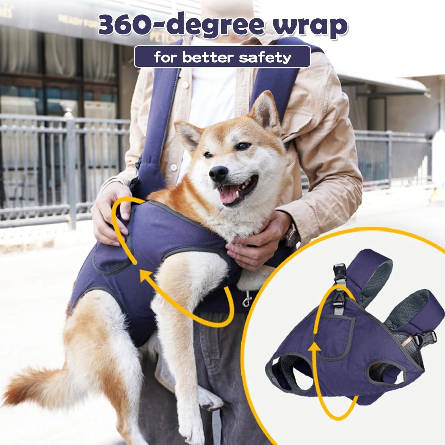 کیف کوله پشتی حمل حیوانات خانگی، کوله پشتی بیرون بر برای سگ و گربه، کیف مسافرتی با توری تنفسی و قابل تنظیم برای حیوانات کوچک و متوسط، کیف حمل سگ با قابلیت بیرون گذاشتن پاها برای مسافرت، دوچرخه سواری، پیاده روی سایز M