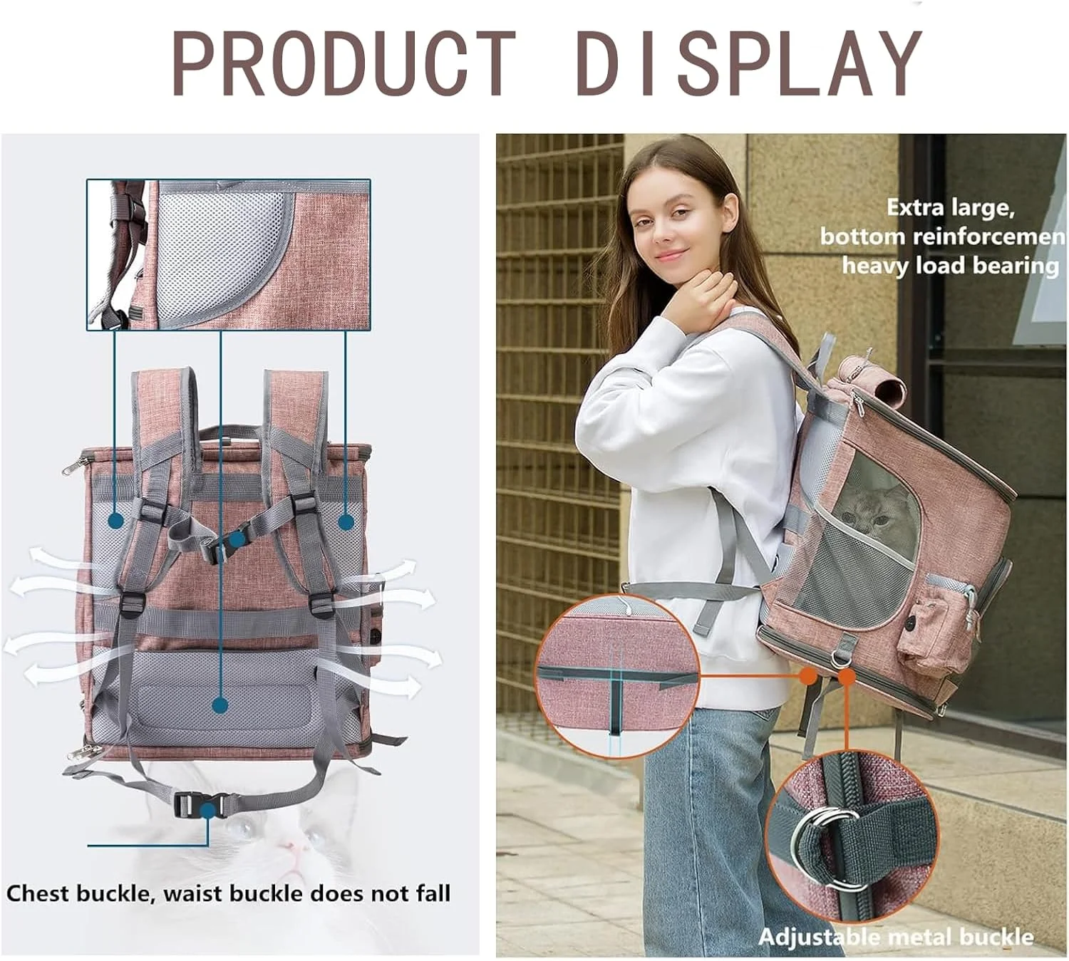 کوله پشتی تاشو حیوانات خانگی برای سگ ها و گربه های کوچک زیر 9 کیلوگرم، کوله پشتی حمل حیوانات خانگی، دارای تهویه و دیواره های نرم برای مسافرت، پیاده روی، کمپینگ، قدم زدن و استفاده در فضای باز (صورتی) کوله پشتی تاشو حیوانات خانگی برای سگ ها و گربه های کوچک زیر 9 کیلوگرم، کوله پشتی حمل حیوانات خانگی، دارای تهویه و دیواره های نرم برای مسافرت، پیاده روی، کمپینگ، قدم زدن و استفاده در فضای باز (صورتی)