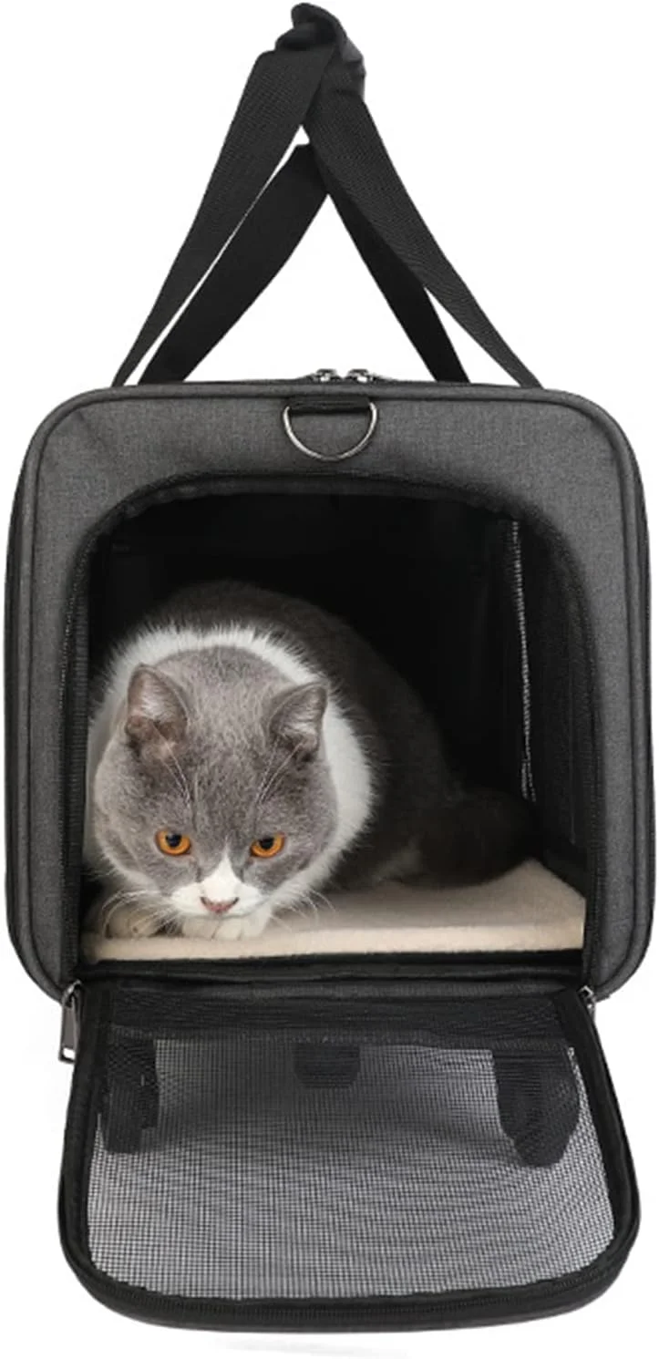 کیف حمل گربه، کیف حمل سگ با چرخ تایید شده برای هواپیما، کیف حمل حیوانات خانگی با دسته تلسکوپی، تاشو آسان برای گربه ها و سگ های کوچک