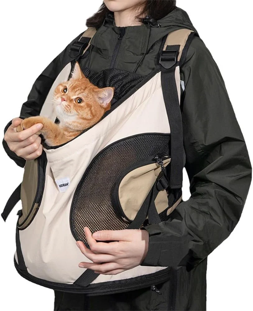 کیف حمل حیوانات خانگی، کوله پشتی قابل تنظیم برای حمل سگ و گربه، مناسب برای سگ ها و گربه های کوچک تا وزن 8.5 کیلوگرم، دارای جیب های ذخیره سازی، بندهای قابل تنظیم و کمربند ایمنی، قابل شستشو در ماشین لباسشویی