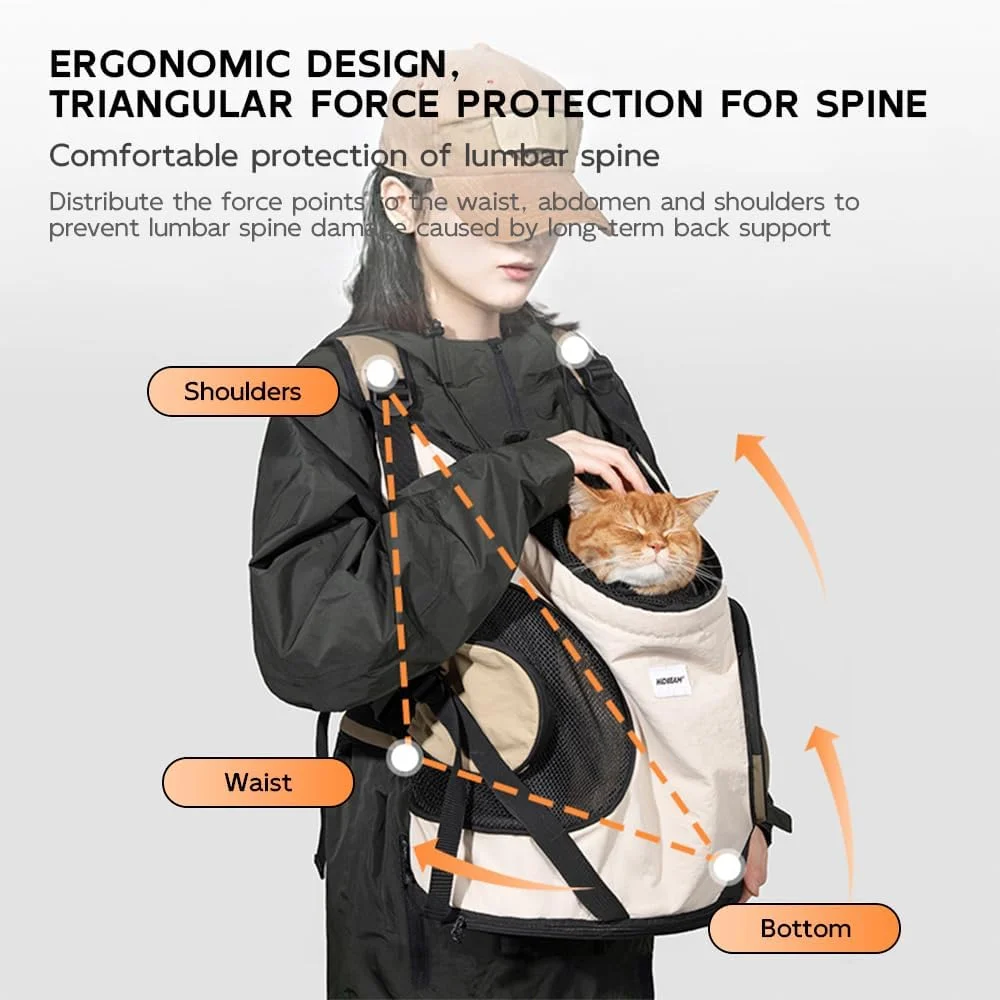 کیف حمل حیوانات خانگی، کوله پشتی قابل تنظیم برای حمل سگ و گربه، مناسب برای سگ ها و گربه های کوچک تا وزن 8.5 کیلوگرم، دارای جیب های ذخیره سازی، بندهای قابل تنظیم و کمربند ایمنی، قابل شستشو در ماشین لباسشویی