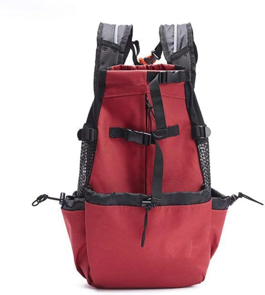 کوله پشتی حمل سگ با طراحی خروج پاهای جلویی، کوله پشتی بادوام و نرم برای دوچرخه سواری، پیاده روی و ورزش های فضای باز، قرمز، XL