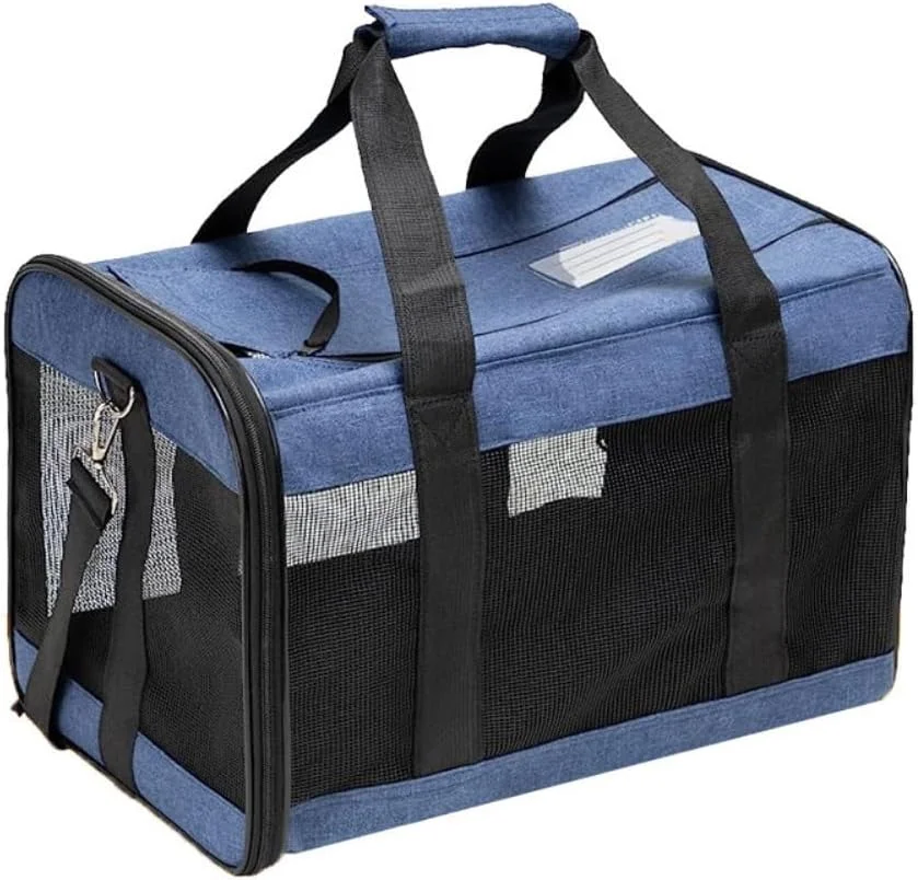 کیف حمل حیوانات خانگی، کیف حمل گربه و سگ، تایید شده برای هواپیما، نرم (آبی)