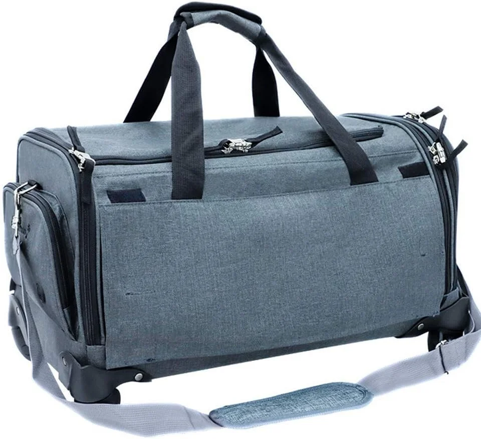 کیف حمل حیوانات خانگی با ظرفیت بزرگ و چرخ‌های جداشدنی - نرم، مناسب هواپیما برای حمل سگ و گربه کوچک با پنجره‌های تهویه توری و قلاب بند ایمنی (L)