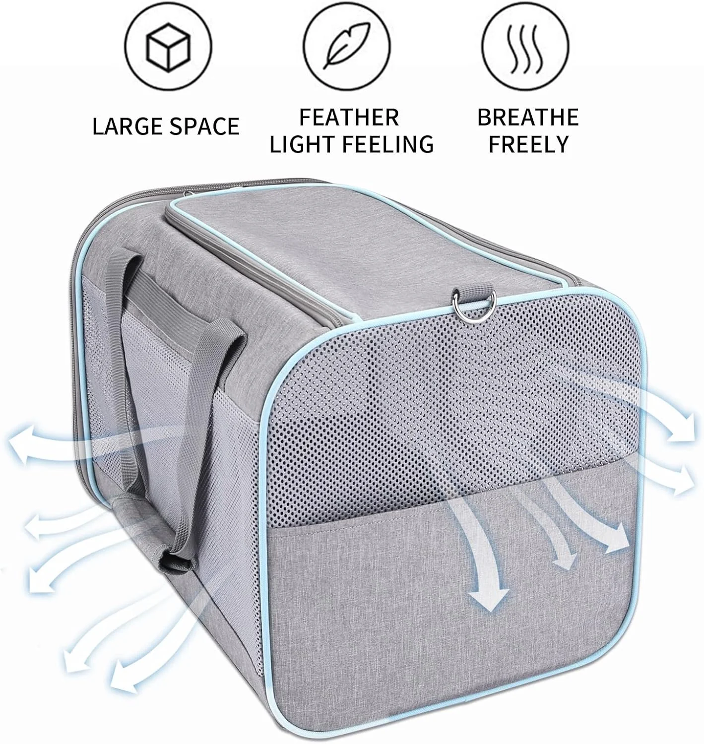 کیف حمل گربه و سگ، کیف حمل حیوانات خانگی تاشو با دیواره نرم برای گربه ها، سگ ها، توله سگ ها و خرگوش های کوچک و متوسط با وزن کمتر از 5 کیلوگرم، خاکستری