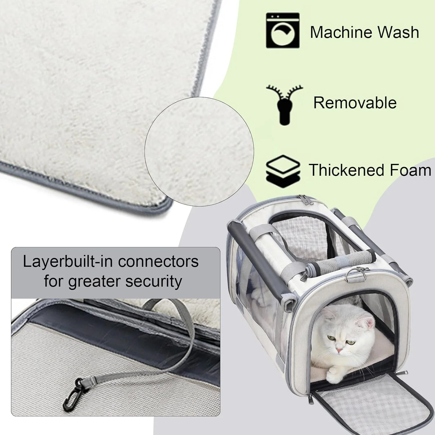 کیف حمل گربه، کیف حمل سگ قابل حمل سبک وزن مورد تایید خطوط هوایی، باکس حمل سگ برای سگ های متوسط، کیف حمل گربه (خاکستری)