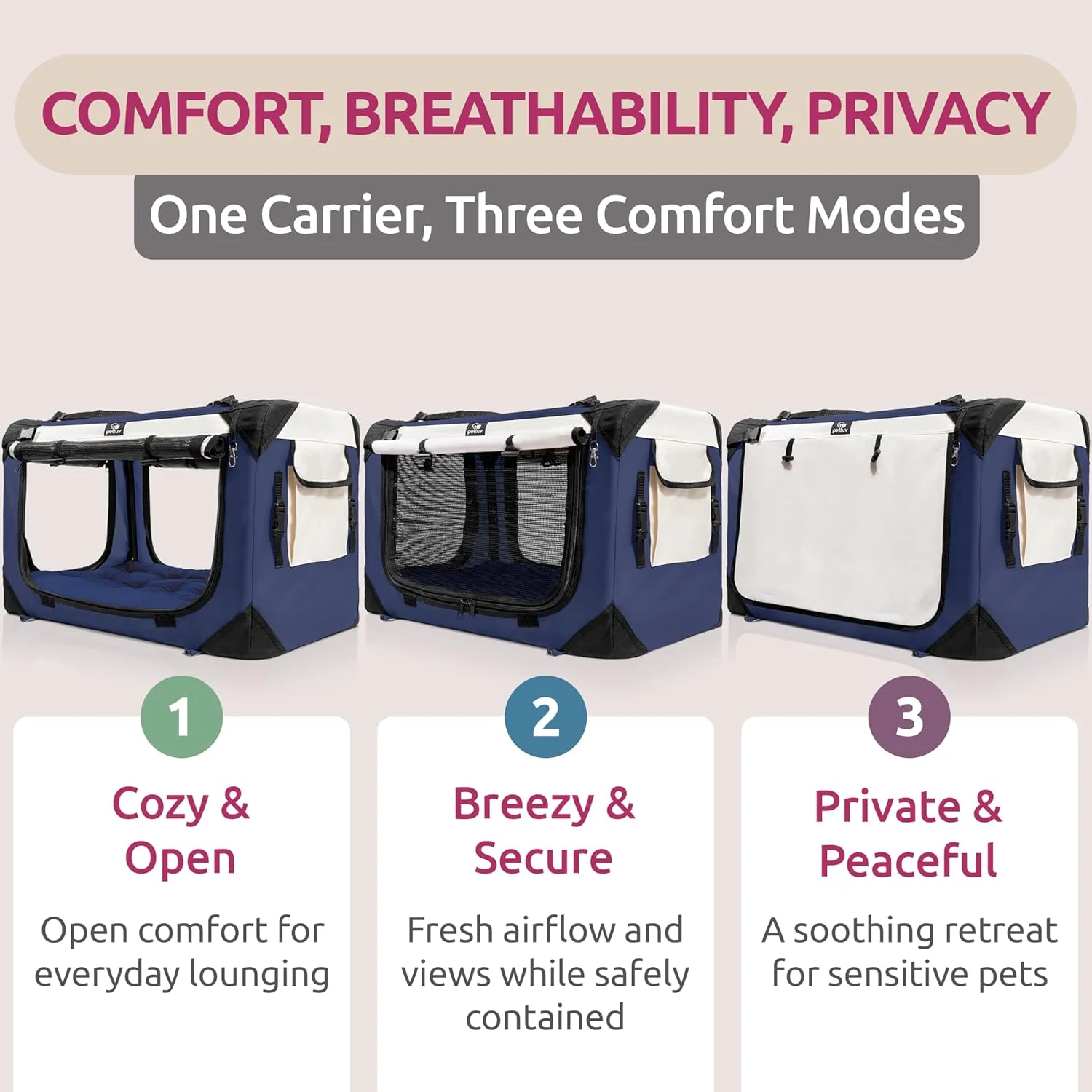 کیف حمل گربه و سگ بزرگ برای اکثر گربه ها یا سگ های کوچک. کیف حمل حیوانات خانگی نرم برای مسافرت. کیف گربه تاشو قابل حمل با تخت نرم، بارگیری از بالا و کنار، زیپ های قفل شونده، باکس توله سگ و لانه گربه