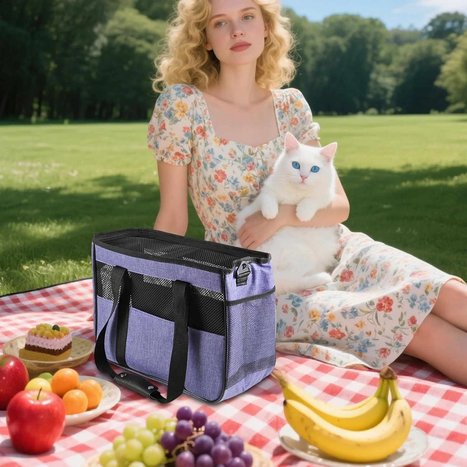 کیف حمل سگ های کوچک - کیف کمری مسافرتی چند جیبی برای گربه ها - بند شانه ای انعطاف پذیر برای حمل حیوانات خانگی، مناسب برای سفر جاده ای، پیاده روی، پیک نیک و تعطیلات