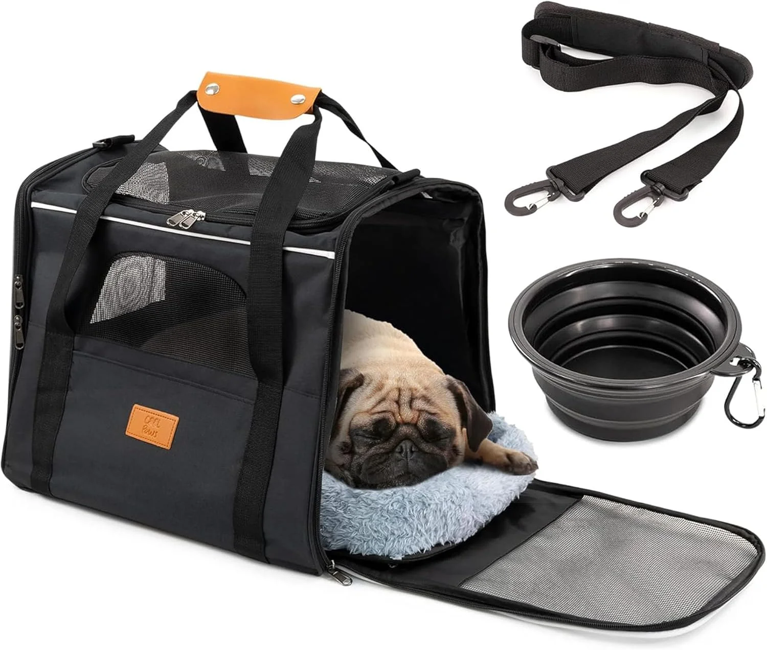 کیف حمل حیوانات خانگی ممتاز برای گربه ها و سگ ها - کیف حمل گربه و سگ با دسته | کیف حمل و نقل حیوانات خانگی قابل حمل و تنفس با تشک جداشدنی | لوازم جانبی مسافرتی حیوانات خانگی