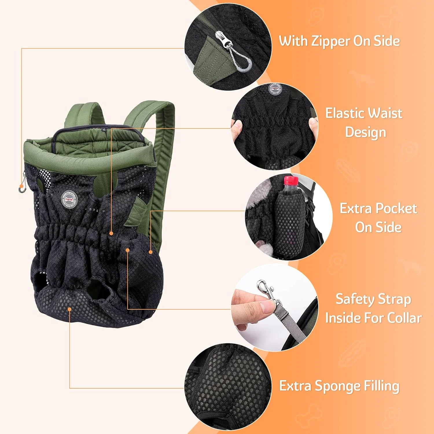 کیف حمل سگ Coppthinktu - کوله پشتی حمل سگ با پاهای بیرون، مناسب سگ و گربه کوچک، متوسط و بزرگ، کوله پشتی مسافرتی ایمن برای پیاده روی، دوچرخه سواری و موتور سیکلت