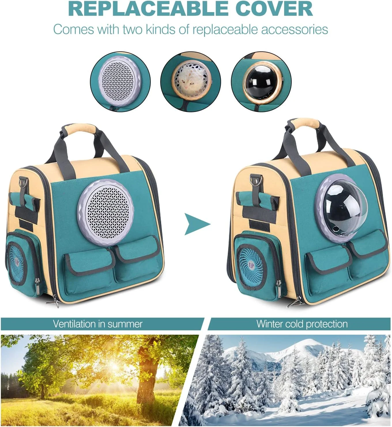 کیف حمل حیوانات خانگی، مناسب گربه و سگ های کوچک و متوسط، کیف تاشو با بند ایمنی داخلی، کیف مسافرتی حبابی کپسولی با جیب های ذخیره سازی، تشک پشمی قابل جابجایی