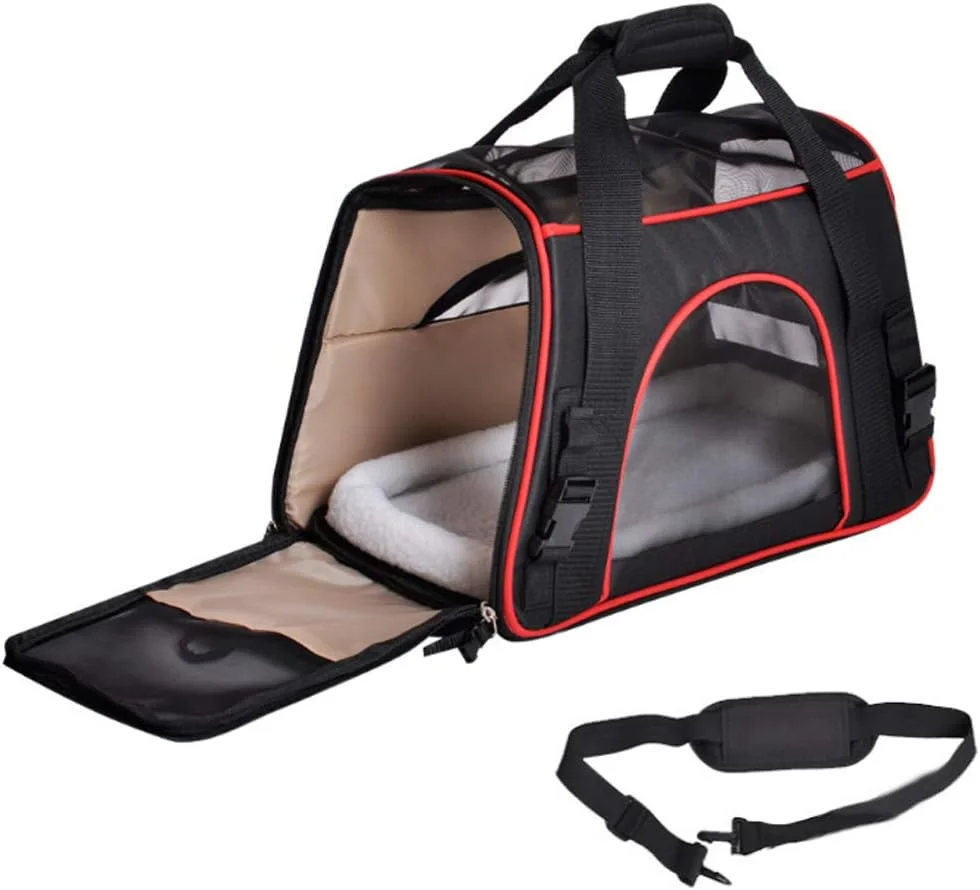 کیف حمل حیوانات خانگی نرم، کیف قابل حمل سگ و گربه با تشک پشمی، قفس تاشو مناسب سگ و گربه