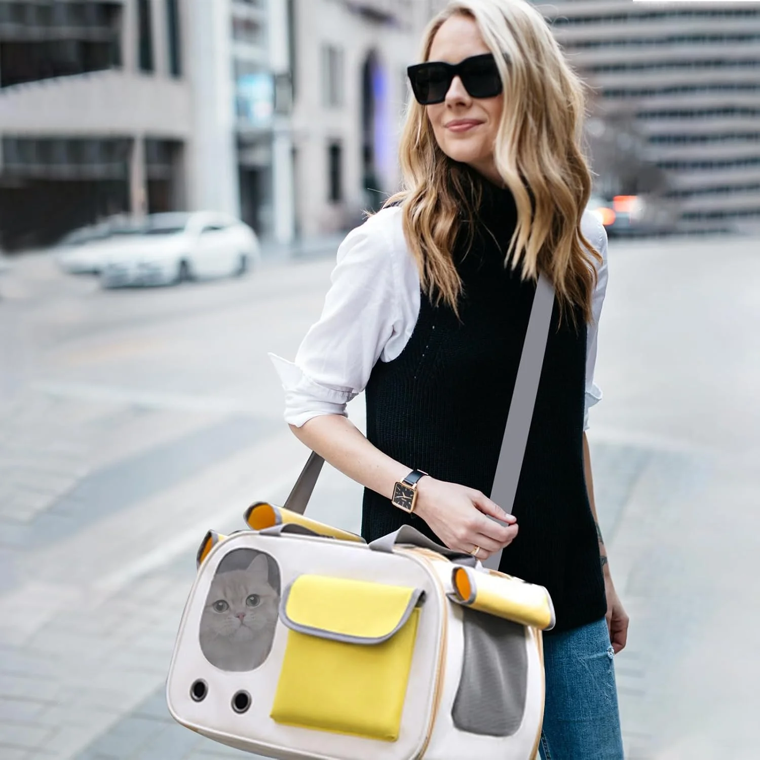 کیف حمل سگ، کیف حمل حیوانات خانگی با دیواره نرم و بند شانه قابل تنظیم، مورد تایید خطوط هوایی، دارای تهویه مناسب، کیف حمل تاشو گربه برای گربه ها، سگ های کوچک، بچه گربه، خرگوش زیر 10 کیلوگرم، قرمز، M