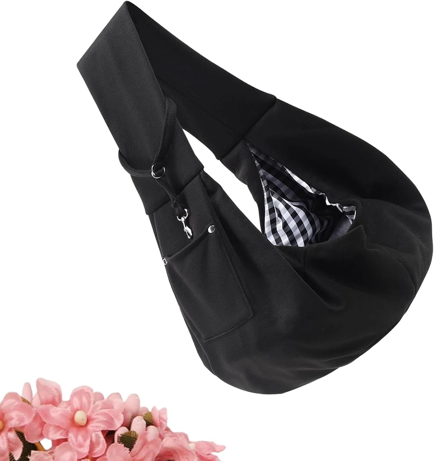 کیف حمل سگ و گربه دو طرفه با جیب - کیف دستی حیوانات خانگی برای سگ ها و گربه های کوچک - دارای بند مسافرتی - مشکی