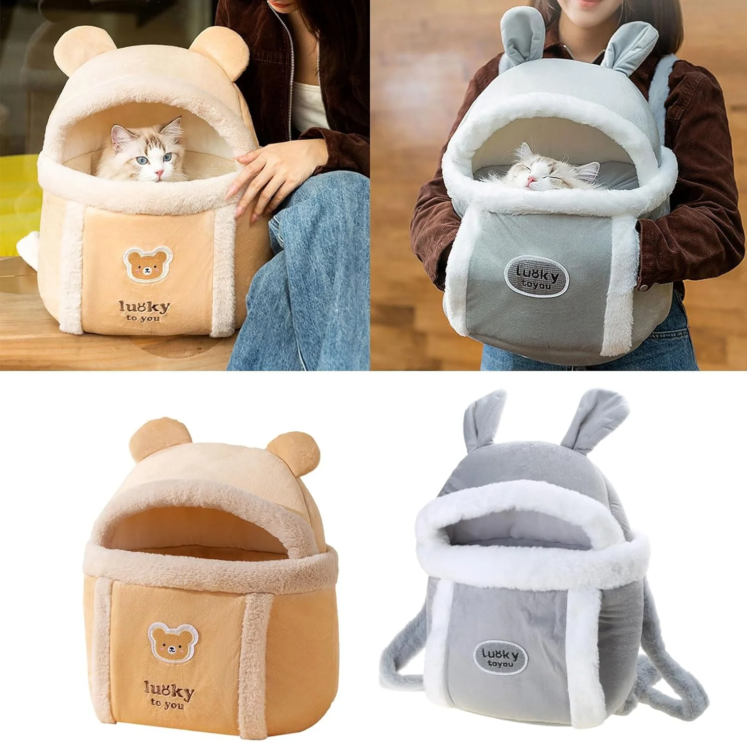 کیف حمل کوله پشتی حیوانات خانگی، کیف مسافرتی گرم برای گربه و سگ، کیف حمل مخمل خواب دار کوچک قابل حمل، کیف سینه ای زمستانی، لوازم حیوانات خانگی