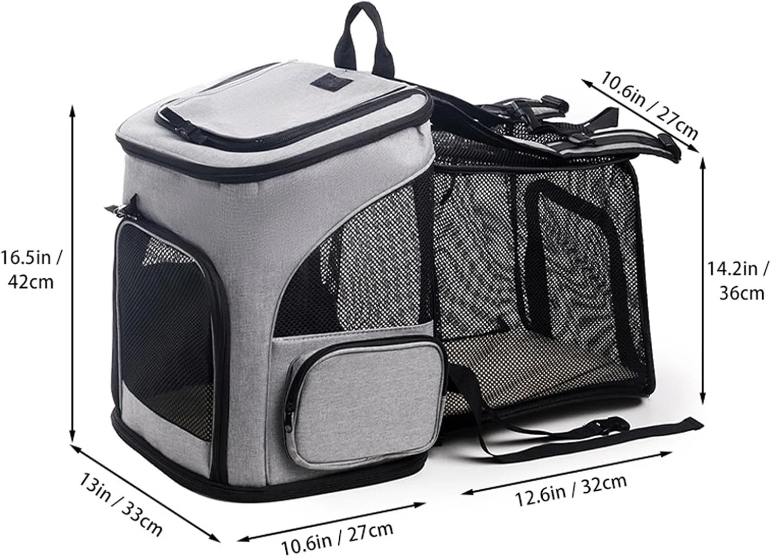کیف حمل گربه کوله پشتی تاشو - کیف حمل حیوانات خانگی مورد تایید خطوط هوایی برای گربه ها و سگ های کوچک تا وزن 8 کیلوگرم، کوله پشتی مسافرتی با توری تنفسی برای کمپینگ و پیاده روی در فضای باز