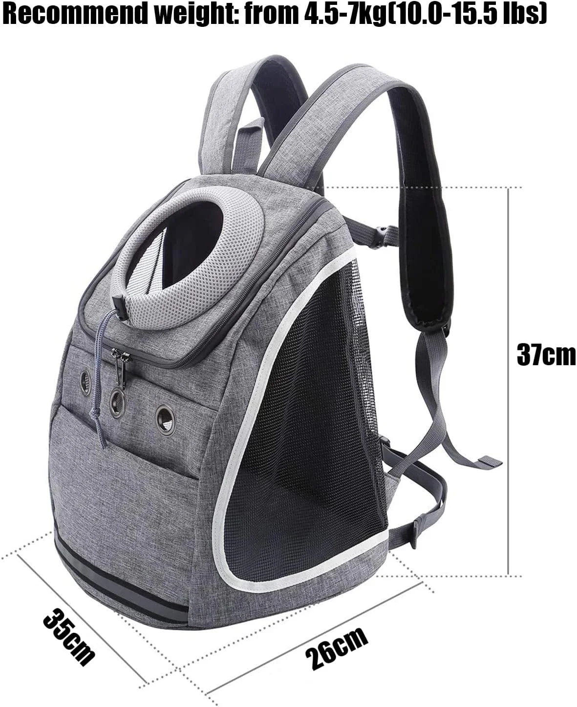 کیف کوله پشتی حمل حیوانات خانگی Excefore برای سگ ها و گربه های کوچک، کیف حمل سگ و توله سگ، کوله پشتی چند منظوره ایمن برای پیاده روی، قدم زدن، مسافرت، فعالیت های خارج از منزل (خاکستری)
