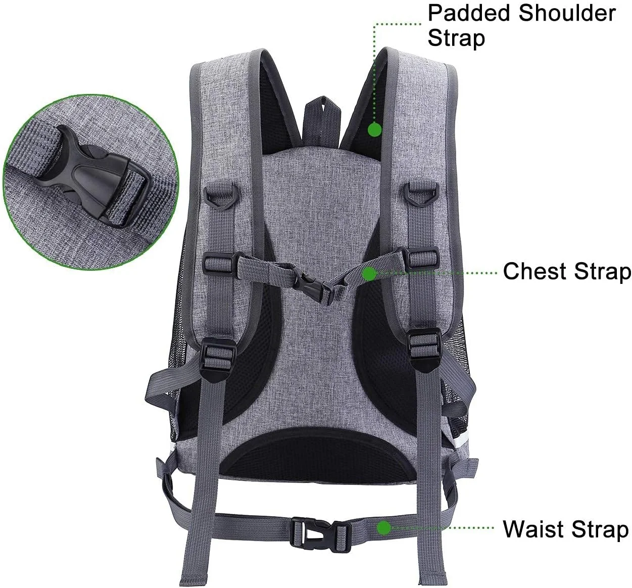 کیف کوله پشتی حمل حیوانات خانگی Excefore برای سگ ها و گربه های کوچک، کیف حمل سگ و توله سگ، کوله پشتی چند منظوره ایمن برای پیاده روی، قدم زدن، مسافرت، فعالیت های خارج از منزل (خاکستری)