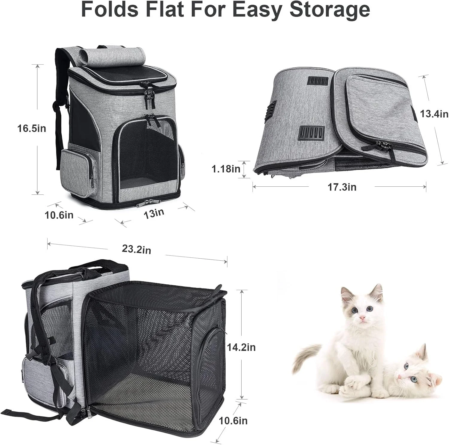 کیف حمل گربه و سگ، کوله پشتی بزرگ برای توله سگ، مناسب برای 2 گربه تا وزن 8 کیلوگرم