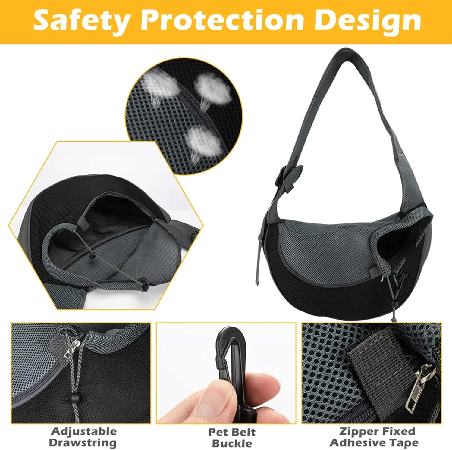 کیف حمل حیوانات خانگی، کیف رودوشی حمل حیوانات خانگی مناسب برای سگ، گربه و توله سگ های کوچک تا وزن 3 کیلوگرم، دارای بند قابل تنظیم و توری تنفسی برای پیاده روی و مسافرت