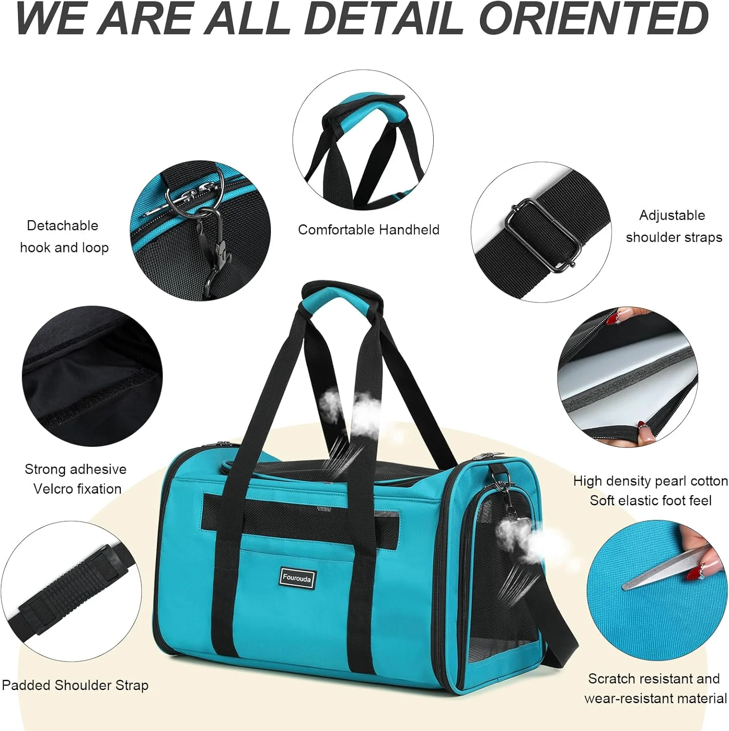 کیف حمل گربه - کیف تاشو سگ، کیف نرم حیوانات خانگی تا وزن 9 کیلوگرم، کیف نرم حیوانات خانگی ضد فرار با 4 پنجره تهویه دار، کیف حمل توله سگ مناسب هواپیما (آبی)