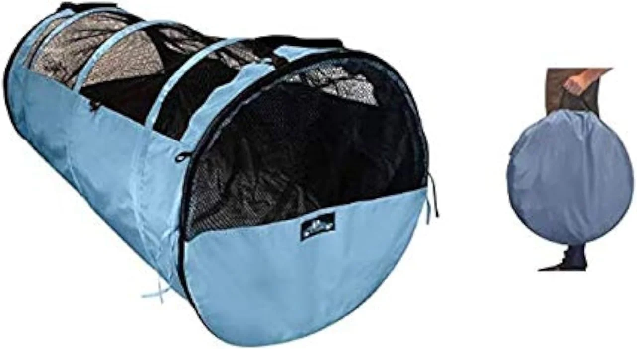 محفظه حمل حیوانات خانگی HandinHandCreations، لانه بزرگ، خانه متحرک ایمن سگ و گربه، لیموزین حیوانات خانگی با کمربند ایمنی و کیف نگهداری، 47Lx24H، رنگ خاکستری