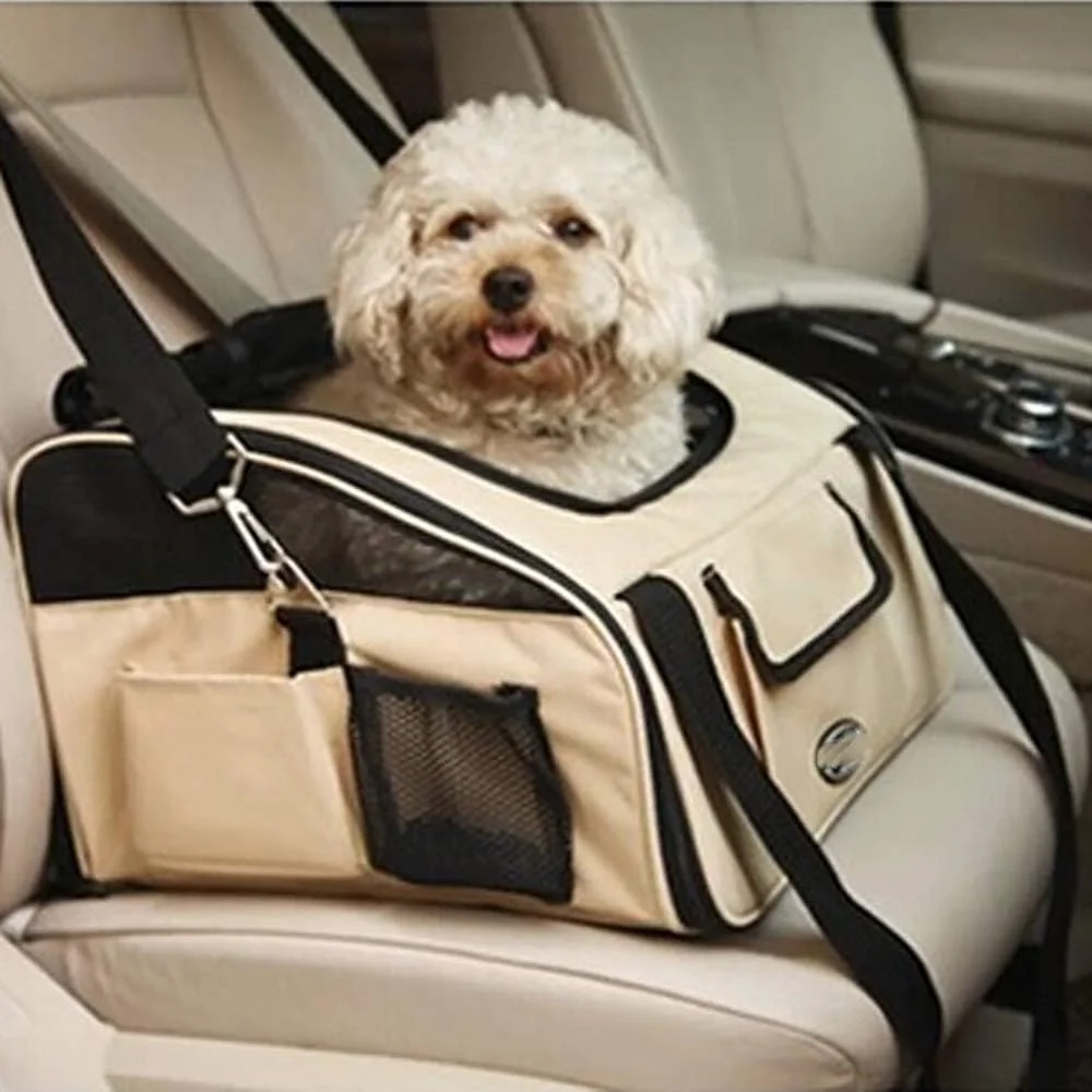 کیف حمل حیوانات خانگی، باکس حمل سگ و گربه، کوله پشتی سگ، زیرانداز ضد آب سگ مناسب برای توله سگ و گربه، مناسب برای صندلی ماشین به همراه نگهدارنده قلاده