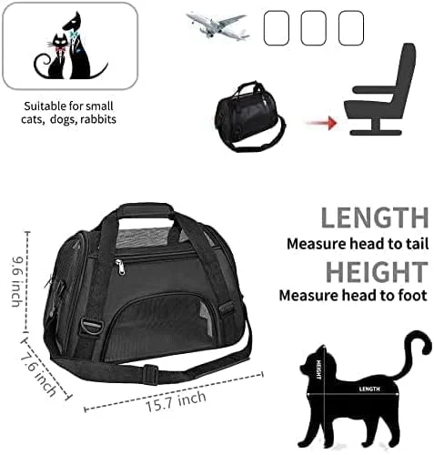 کیف حمل گربه و سگ، کیف مسافرتی نرم و تایید شده برای حیوانات خانگی (مشکی)