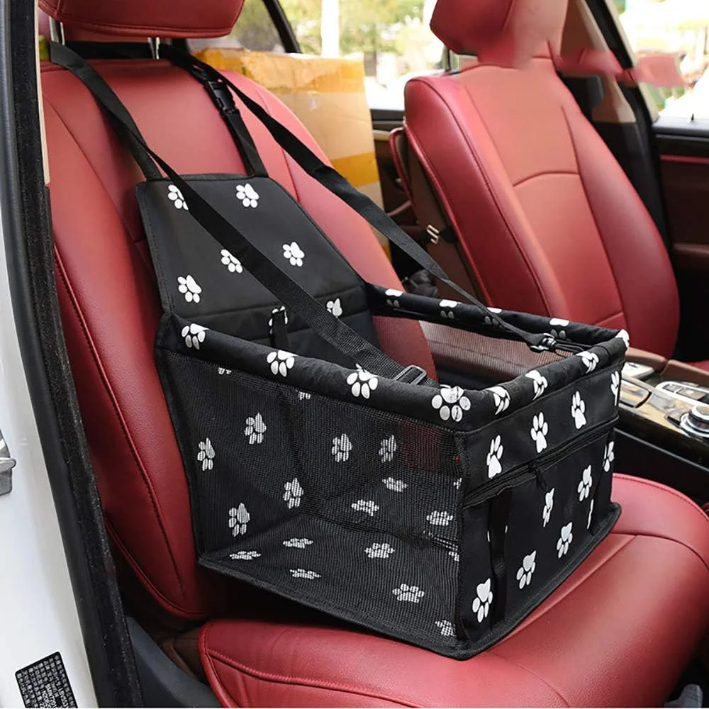 نشیمنگاه تقویت کننده خودرو برای حیوانات خانگی، قابل تنفس و ضد آب، کیف حمل حیوانات خانگی، محافظ صندلی خودرو، تشک خودرو با طرح پنجه خرس و کیسه توری، صندلی مسافرتی ضد آب