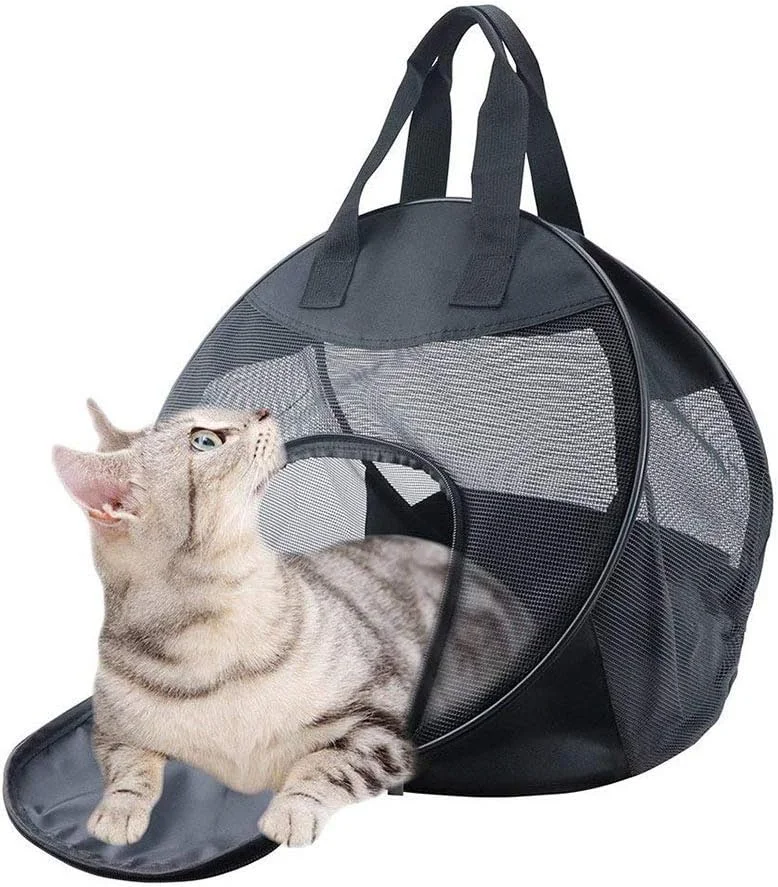 کیف حمل و نقل حیوانات خانگی کوچک و قابل حمل، کیف دستی تاشو با پد (مشکی)