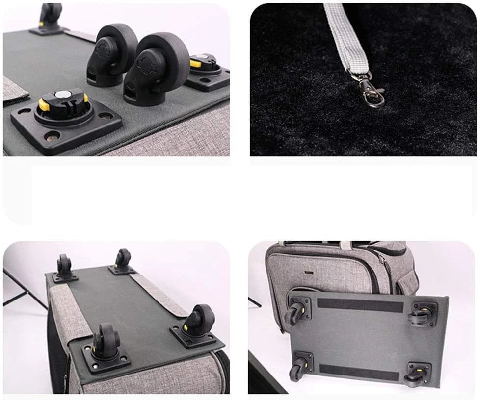 کیف حمل حیوانات خانگی چرخ دار نایلونی برای گربه ها و سگ ها، ترولی حمل و نقل با تهویه، 58 * 38 * 32 سانتی متر